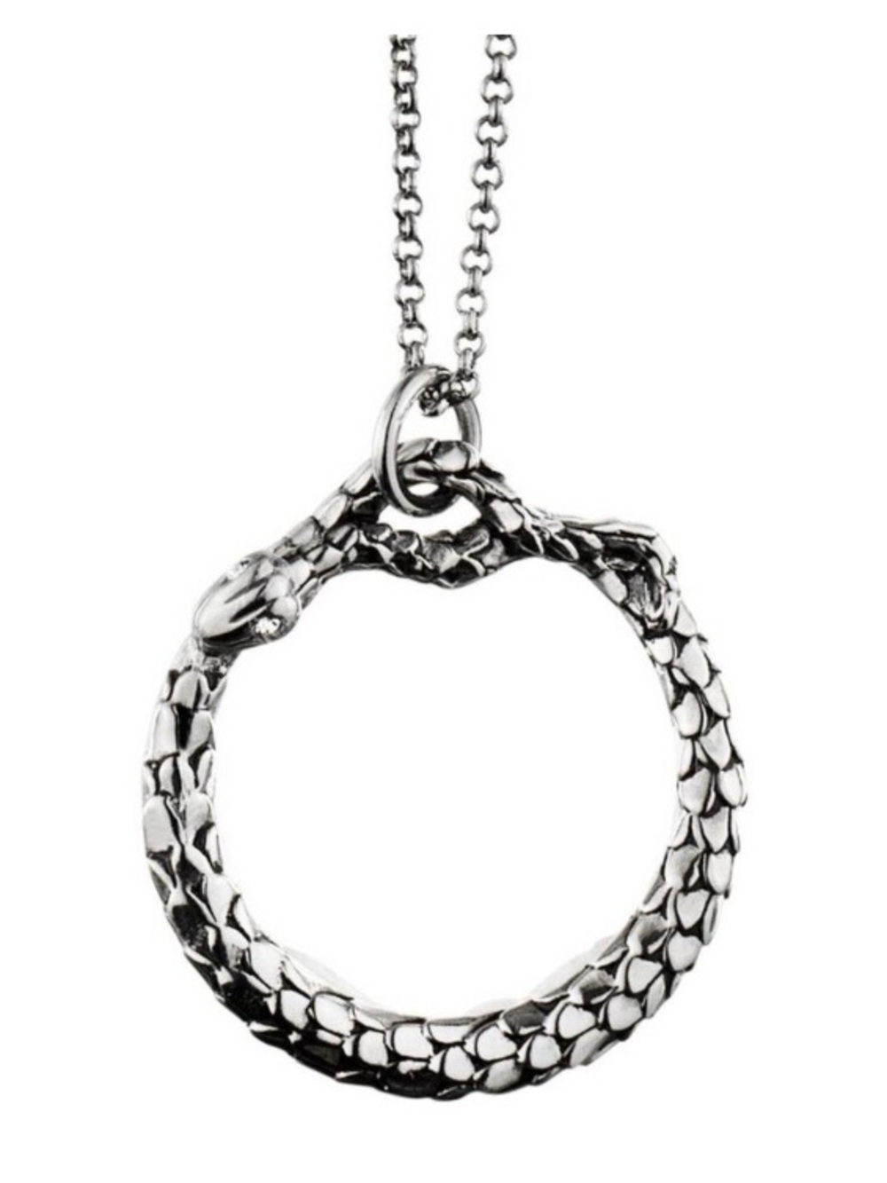 NWOT Dyrberg/kern Silver Snake Ouroboros Circle Pendant Necklace